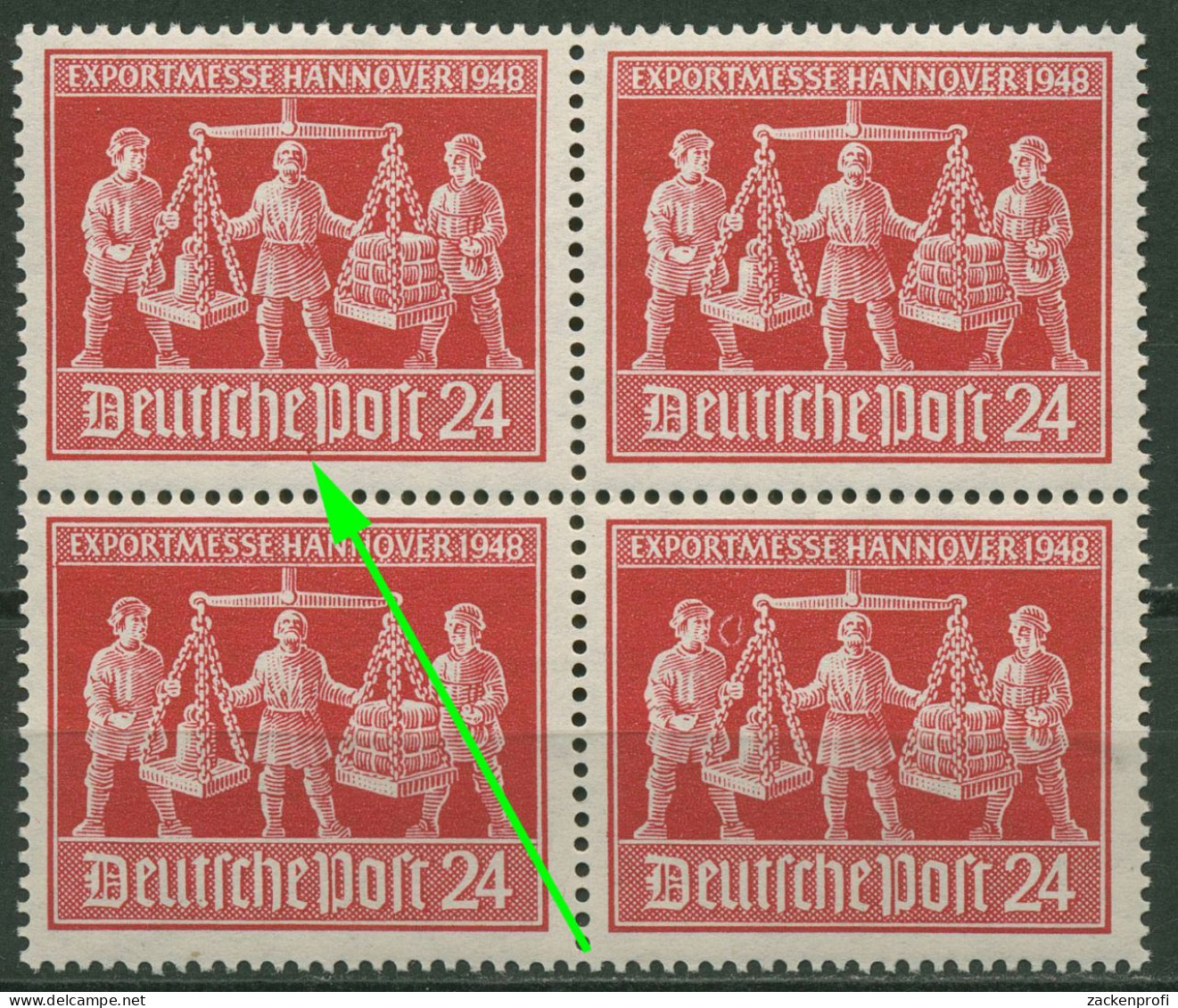 All. Besetzung 1948 Exportmesse Plattenfehler 969 VII Im 4er-Block Postfrisch - Neufs
