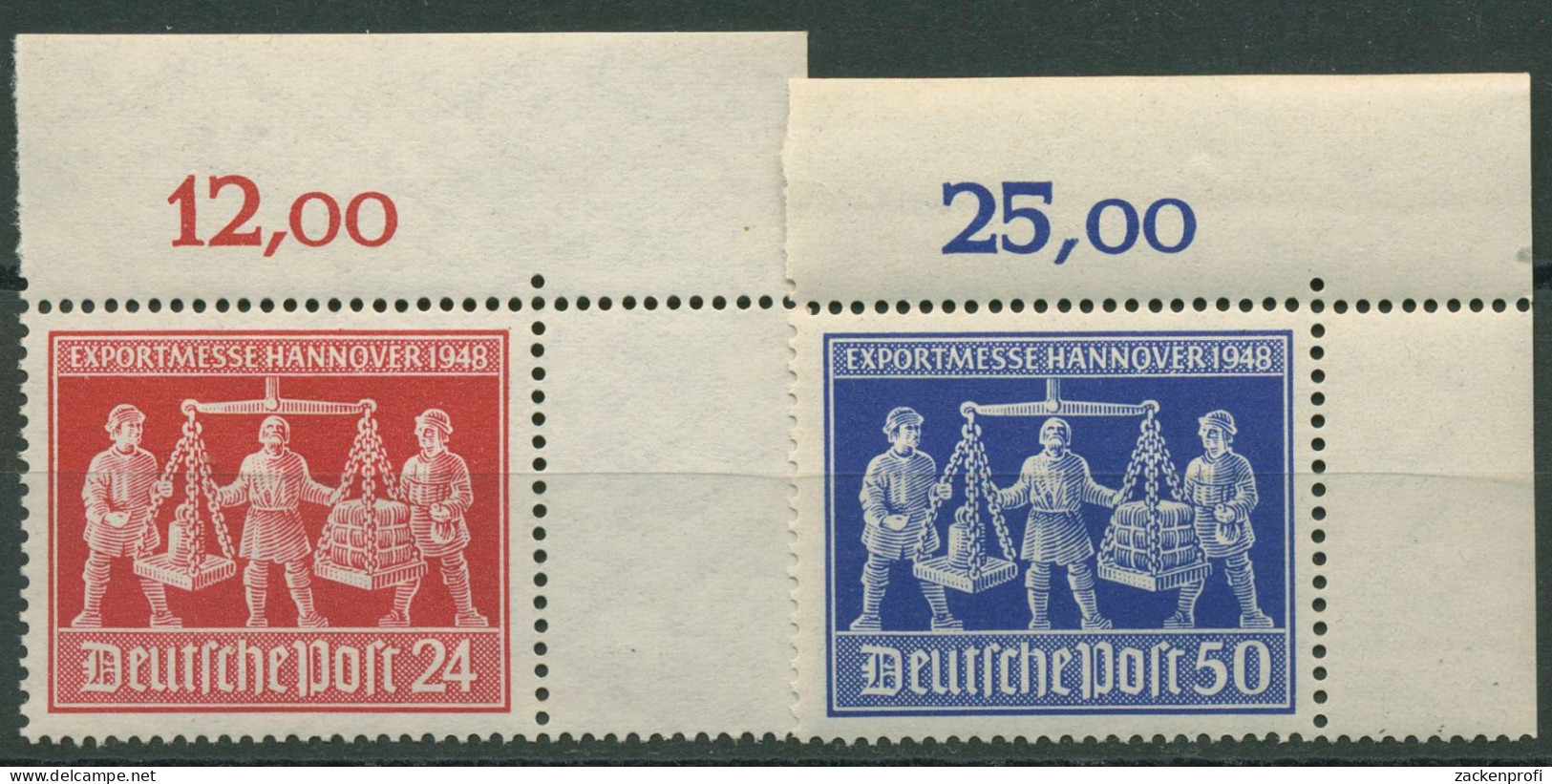Alliierte Besetzung 1948 Exportmesse Hannover 969/70 Ecke 2 Postfrisch - Postfris
