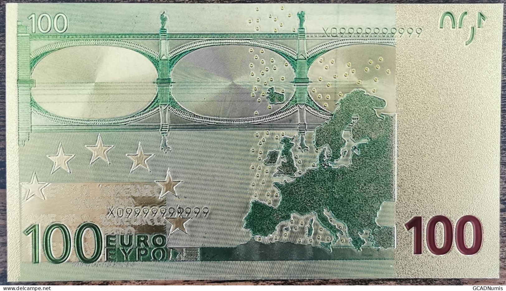 Billet 100 Euro - Réplique Polymère Dorée Feuille D'Or - 100€ - 100 Euro