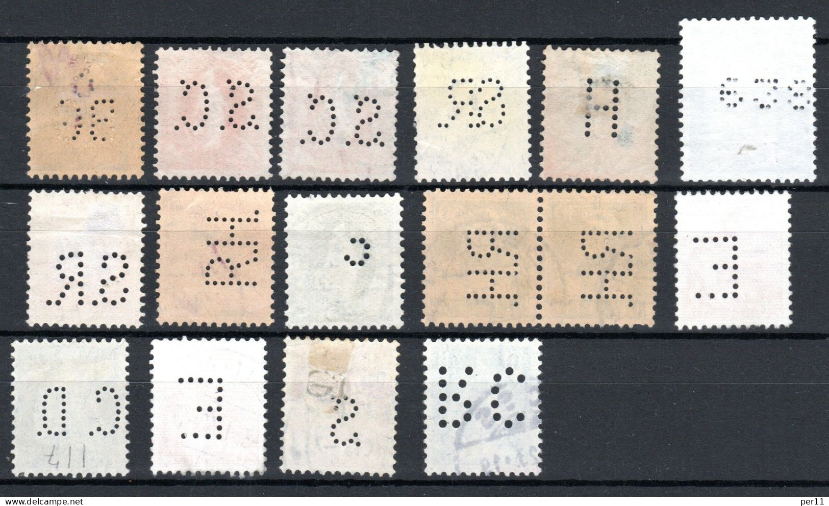 16 Perfins From Schweiz (ch376) - Perforés