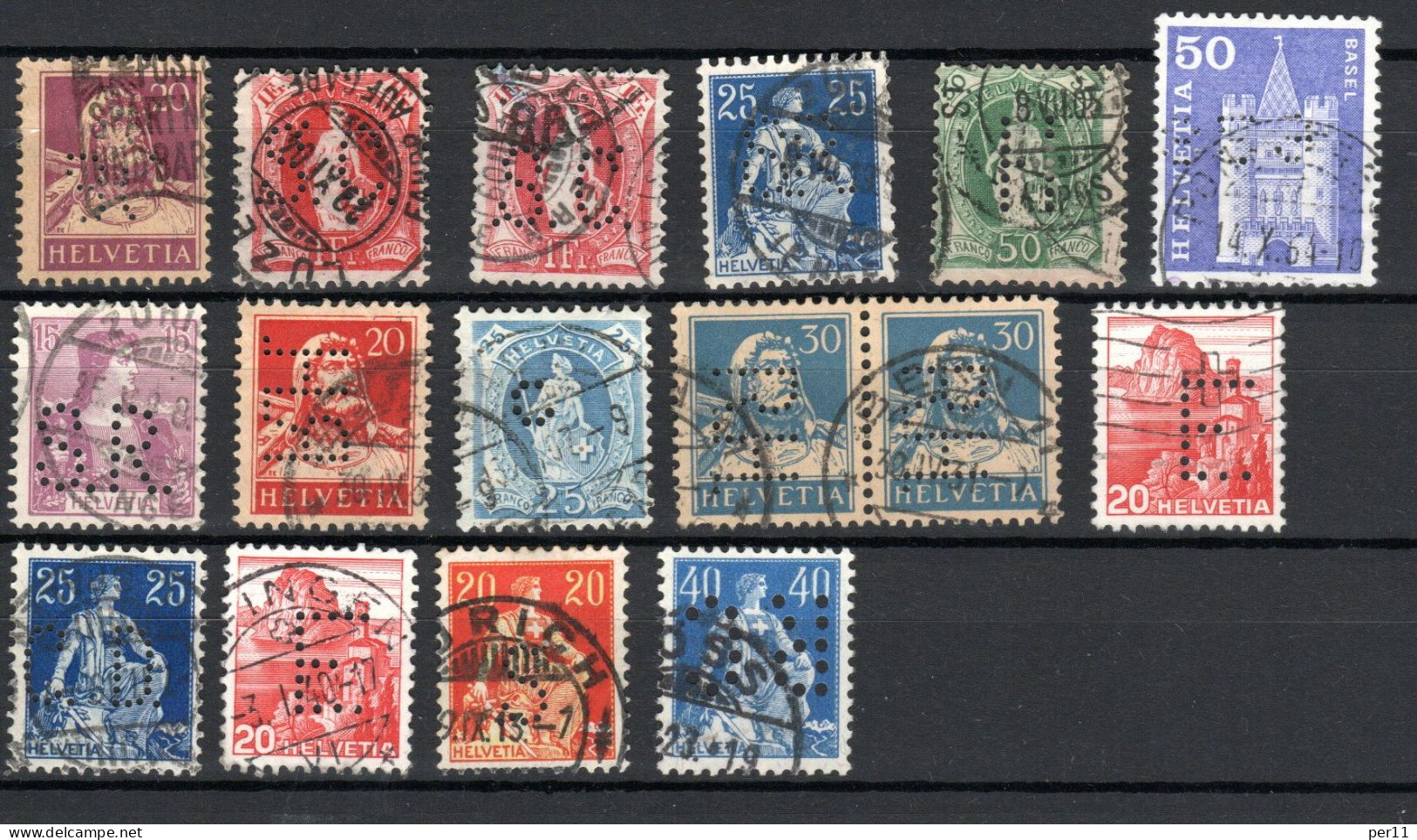 16 Perfins From Schweiz (ch376) - Perfin