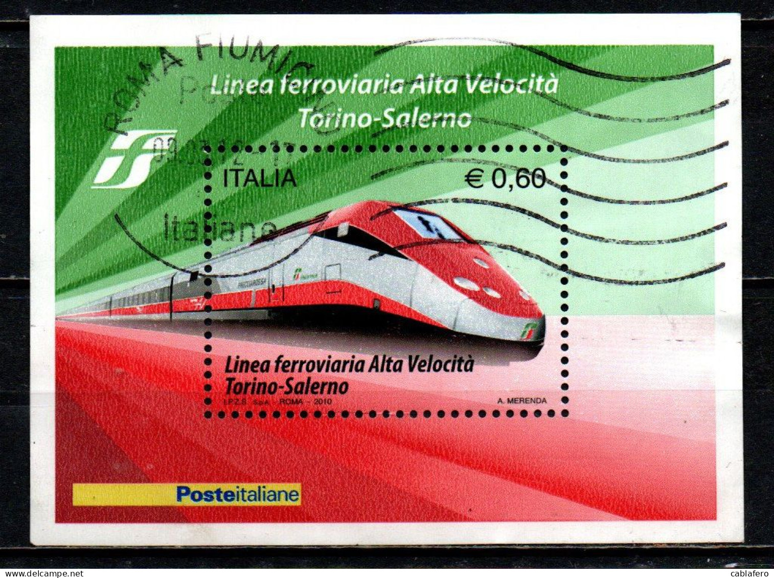 ITALIA - 2010 - LINEA FERROVIARIA ALTA VELOCITA': TORINO-SALERNO - USATO - 2001-10: Usati