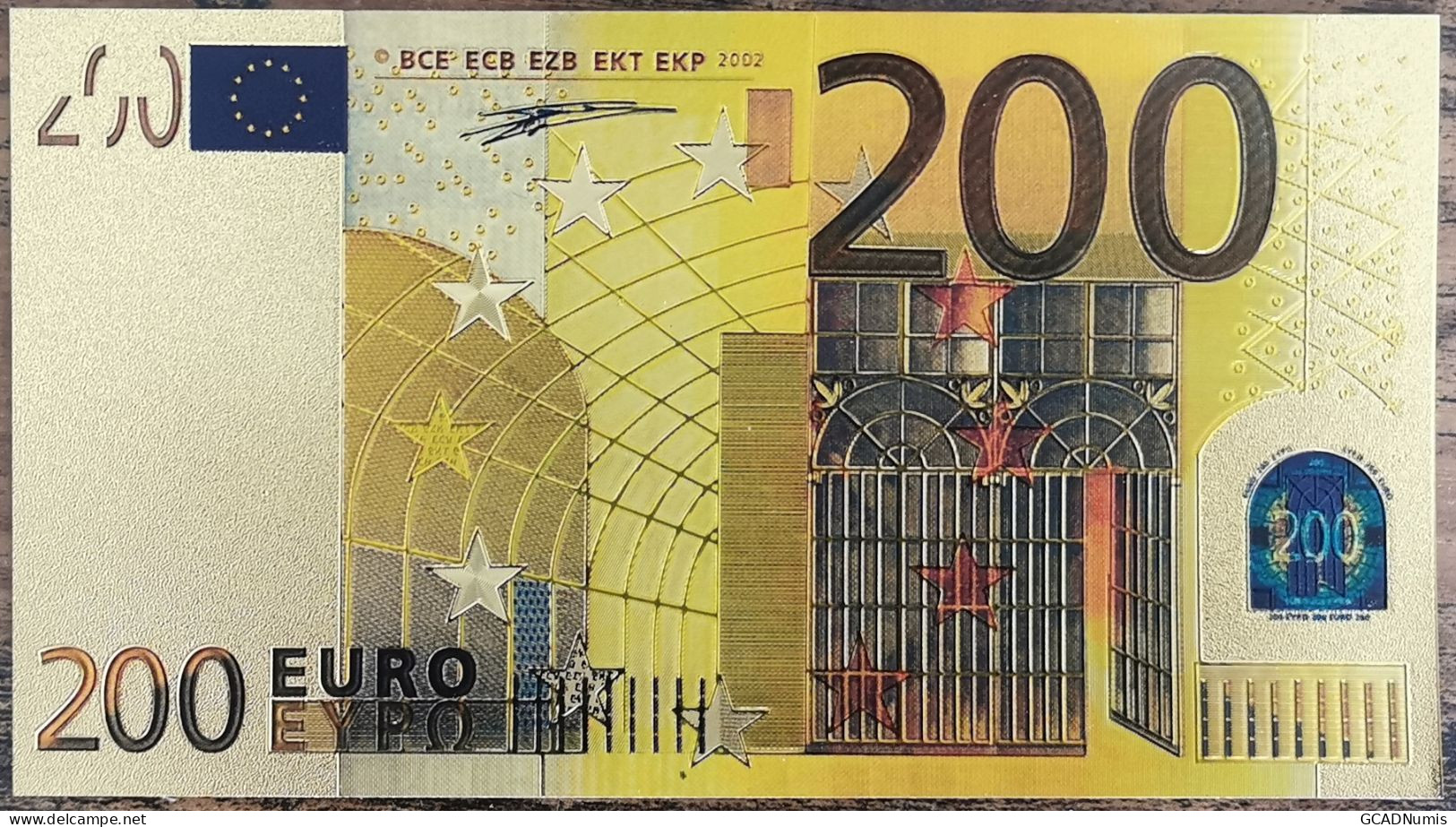 Billet 200 Euro - Réplique Polymère Dorée Feuille D'Or - 200€ - 200 Euro