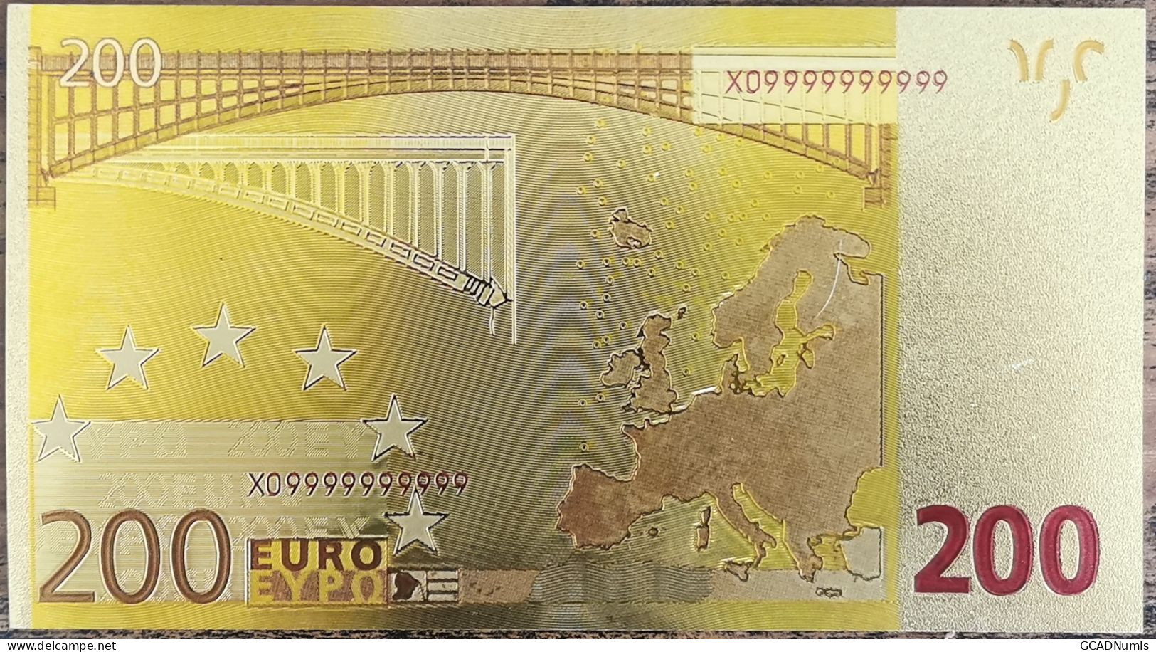 Billet 200 Euro - Réplique Polymère Dorée Feuille D'Or - 200€ - 200 Euro