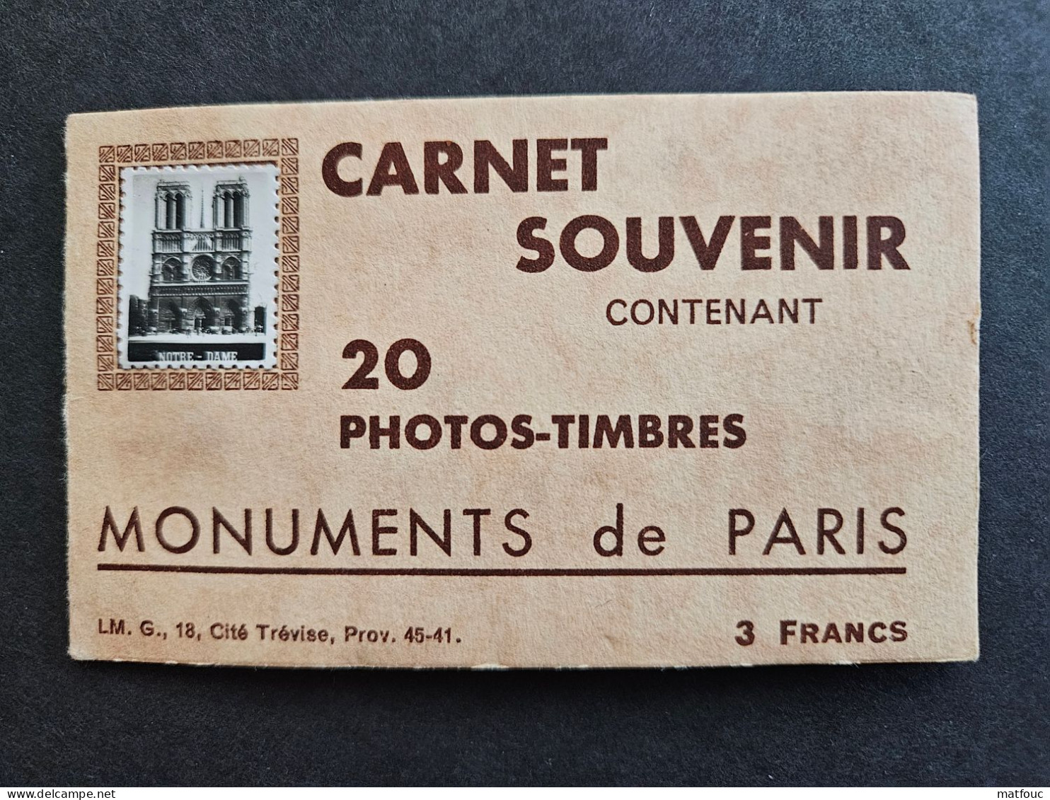 Carnet De 20 Photos-timbres - Monuments De Paris - ** - Tourism (Labels)