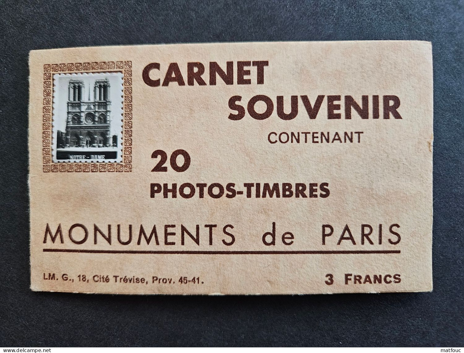 Carnet De 20 Photos-timbres - Monuments De Paris - ** - Turismo (Vignette)