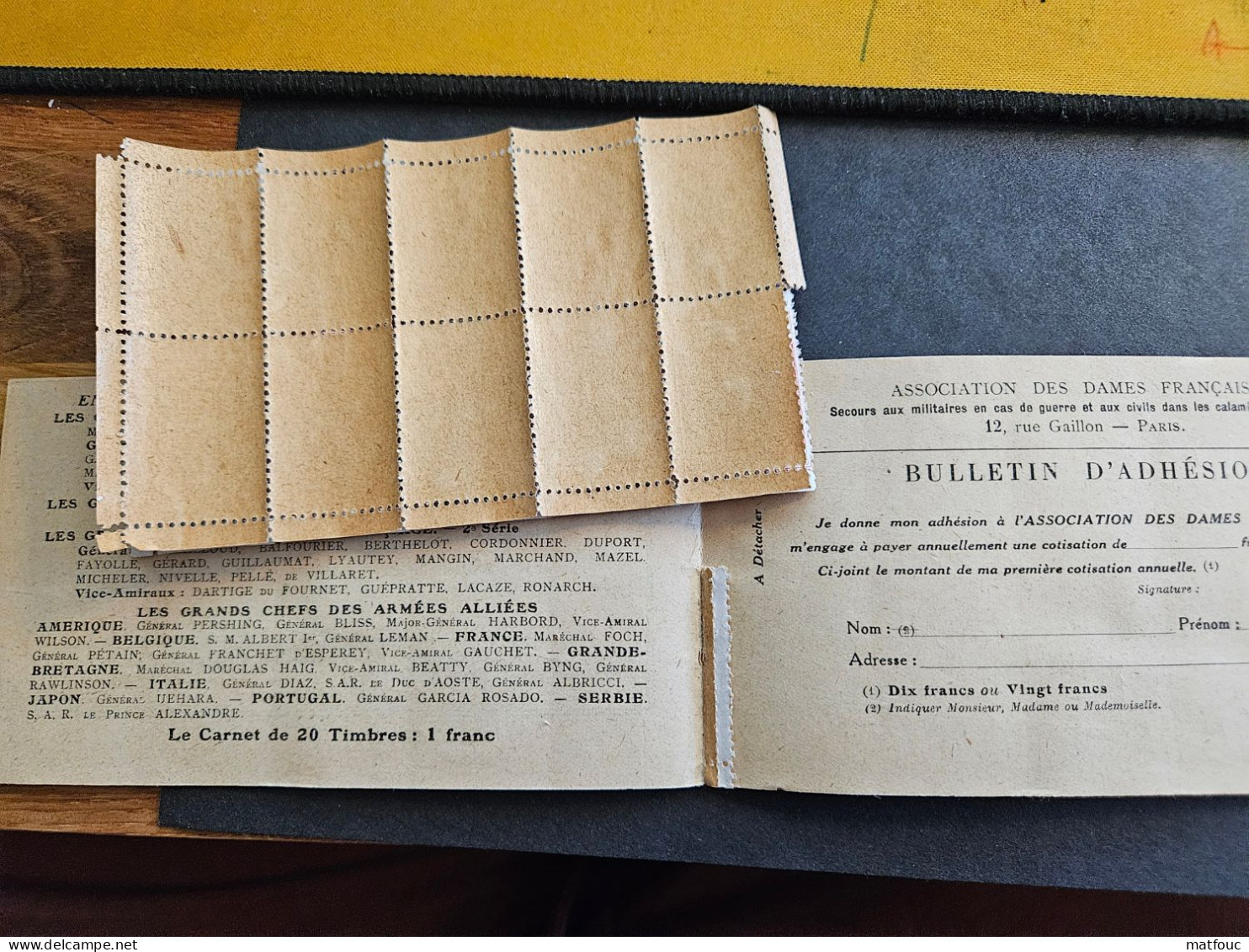 Carnet Association Des Dames Francaises - Grands Aviateurs Alliés - ** - Rode Kruis