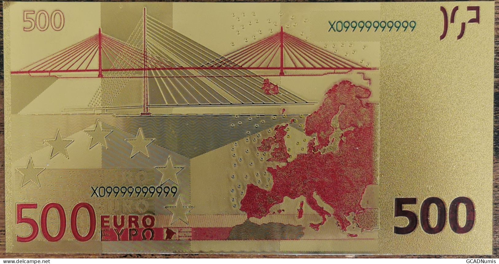 Billet 500 Euro - Réplique Polymère Dorée Feuille D'Or - 500€ - 500 Euro