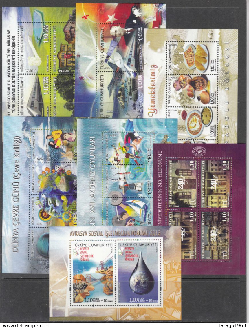 2013 Turkey Collection Of 25 Stamps + 15 Souvenir Sheets  MNH - Neufs