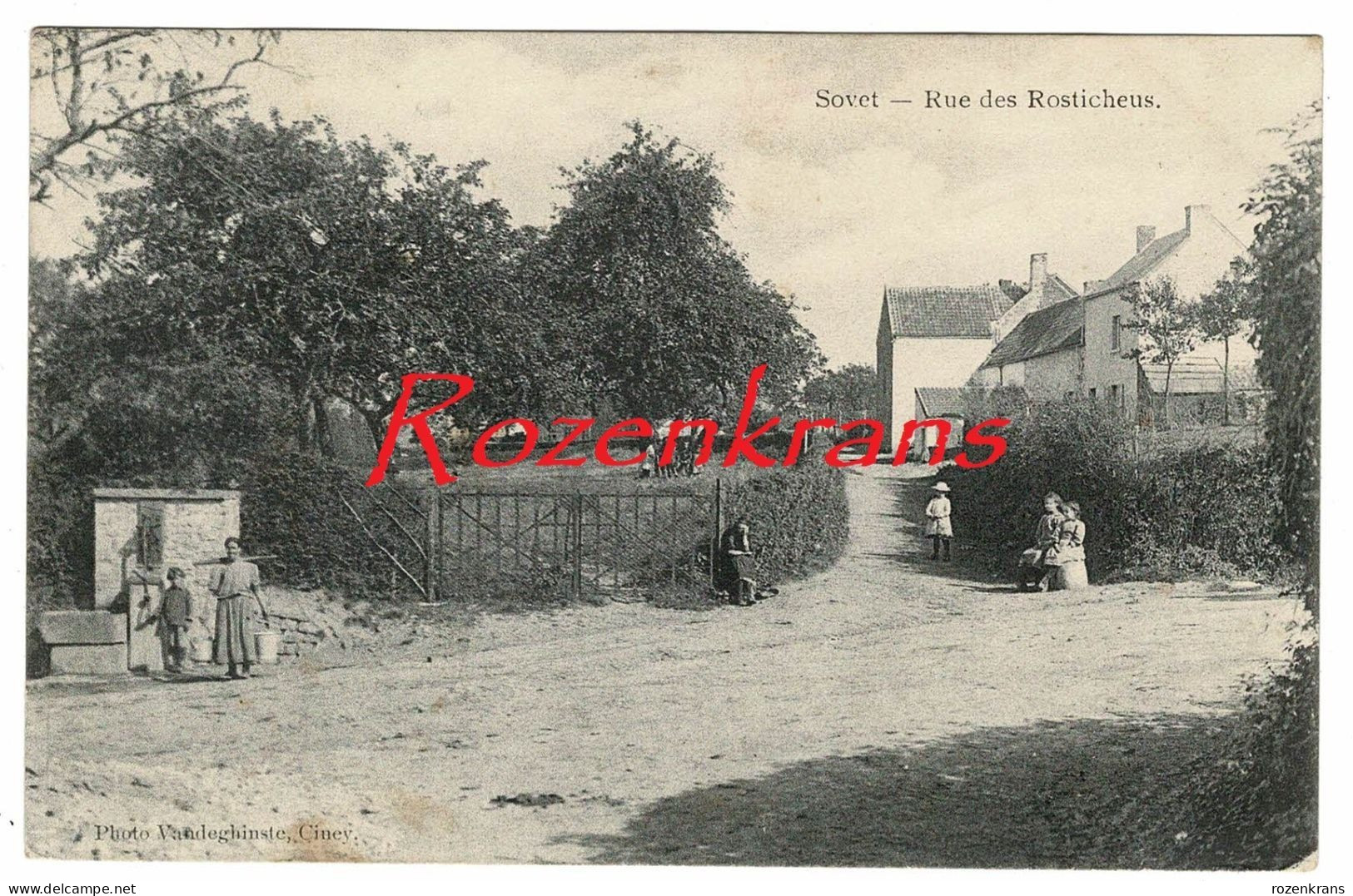 Sovet Rue Des Rosticheus Ciney Province De Namur CPA RARE Carte Postale Photo Vandeghinste - Ciney