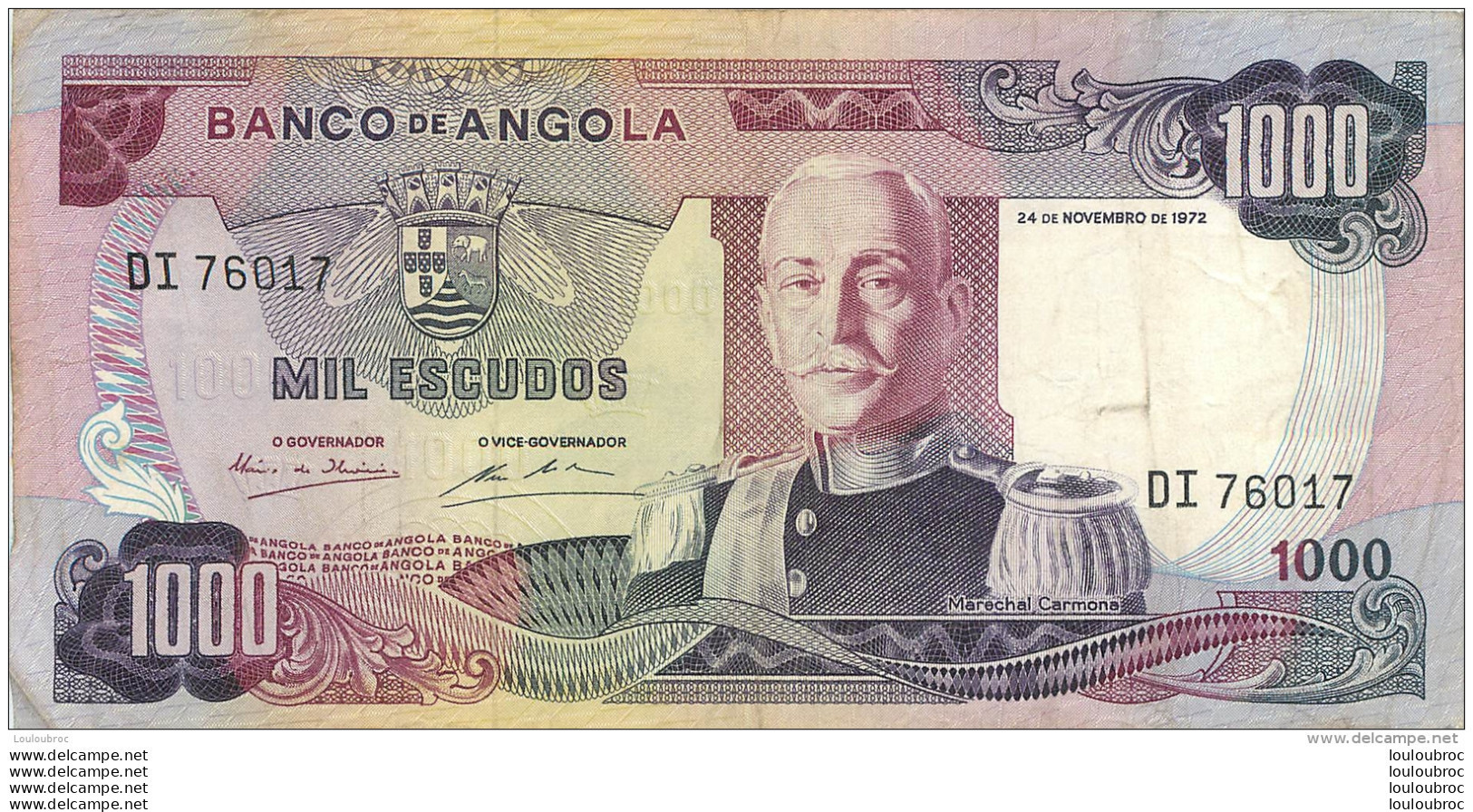 BILLET ANGOLA BANCO DE ANGOLA 1000 ESCUDOS 1972 - Angola