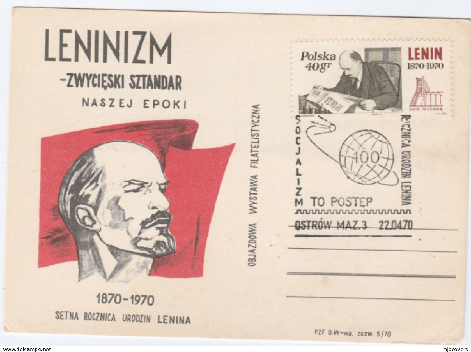 1970 OSTROW Poland LENIN Special FDC Cover Stamps Card - Lénine