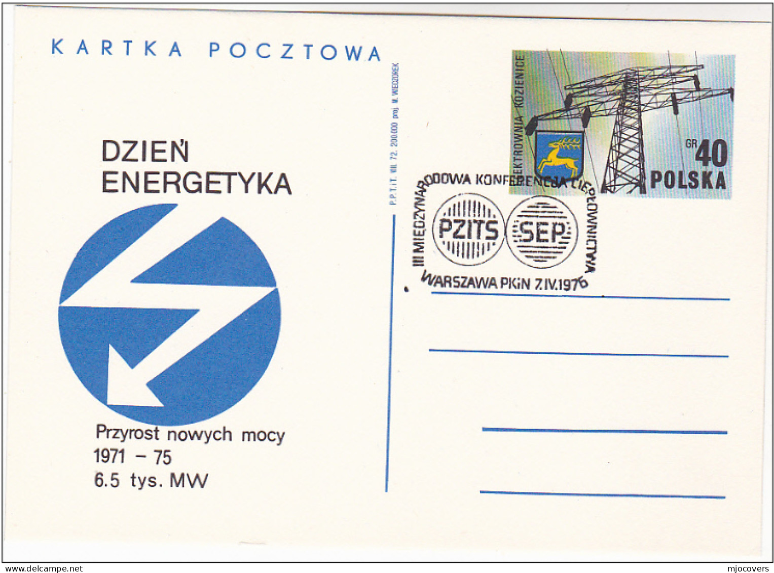 ELECTRIC Energy 1975 HEATING CONFERENCE Event  POLAND Card Electricity Postal Stationery Cover Stamps - Elektriciteit