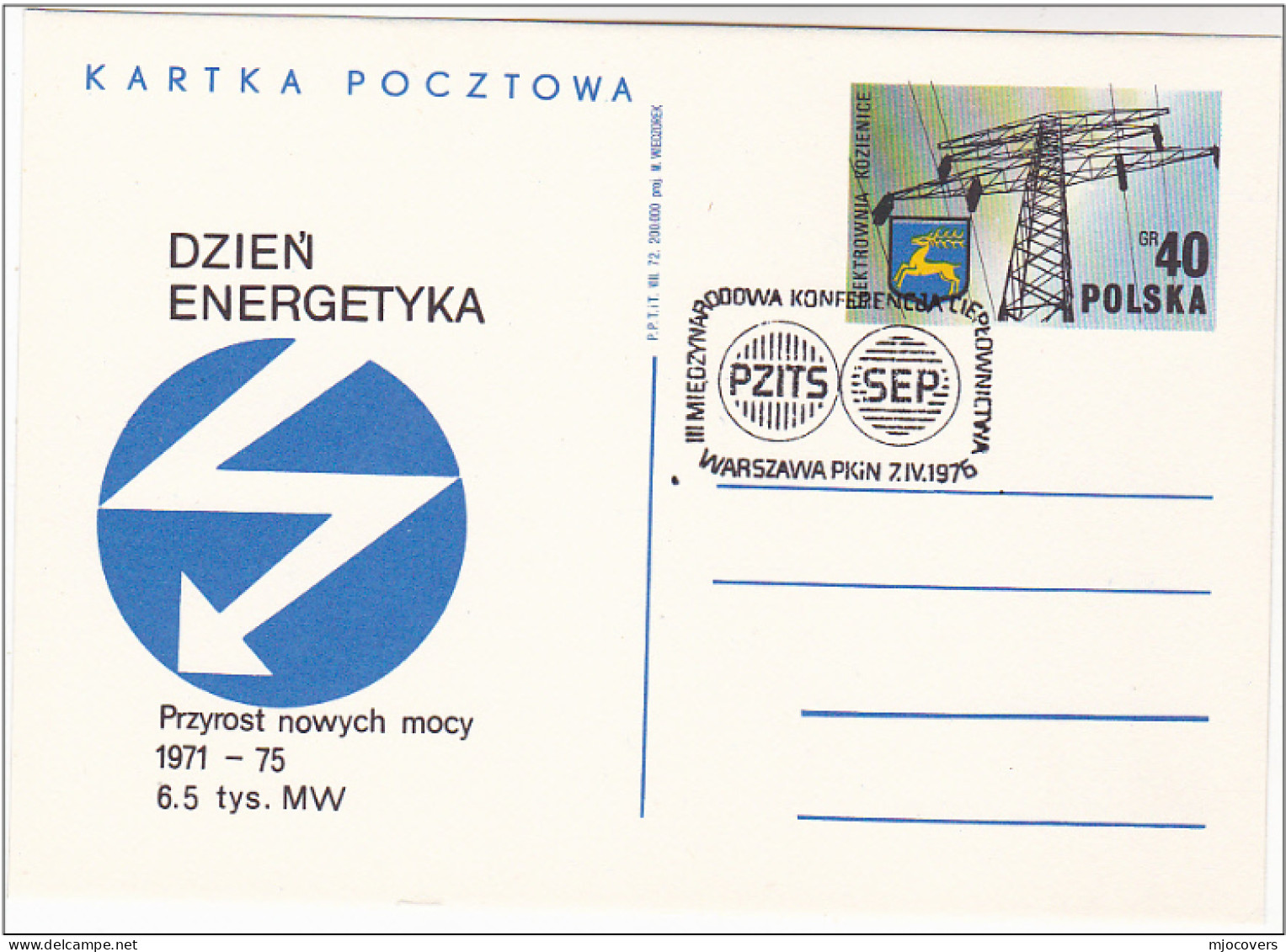 ELECTRIC Energy 1975 HEATING CONFERENCE Event  POLAND Card Electricity Postal Stationery Cover Stamps - Electricity
