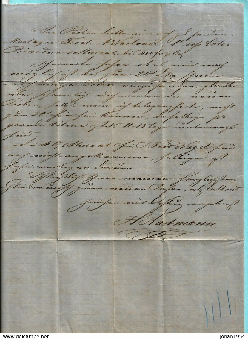 Lettre Avec Contenu Altona, HAMBURG 13/01/1866 Via LYON à MARSEILLE Vers CETTE 16/01/1866 = Sète - Hamburg