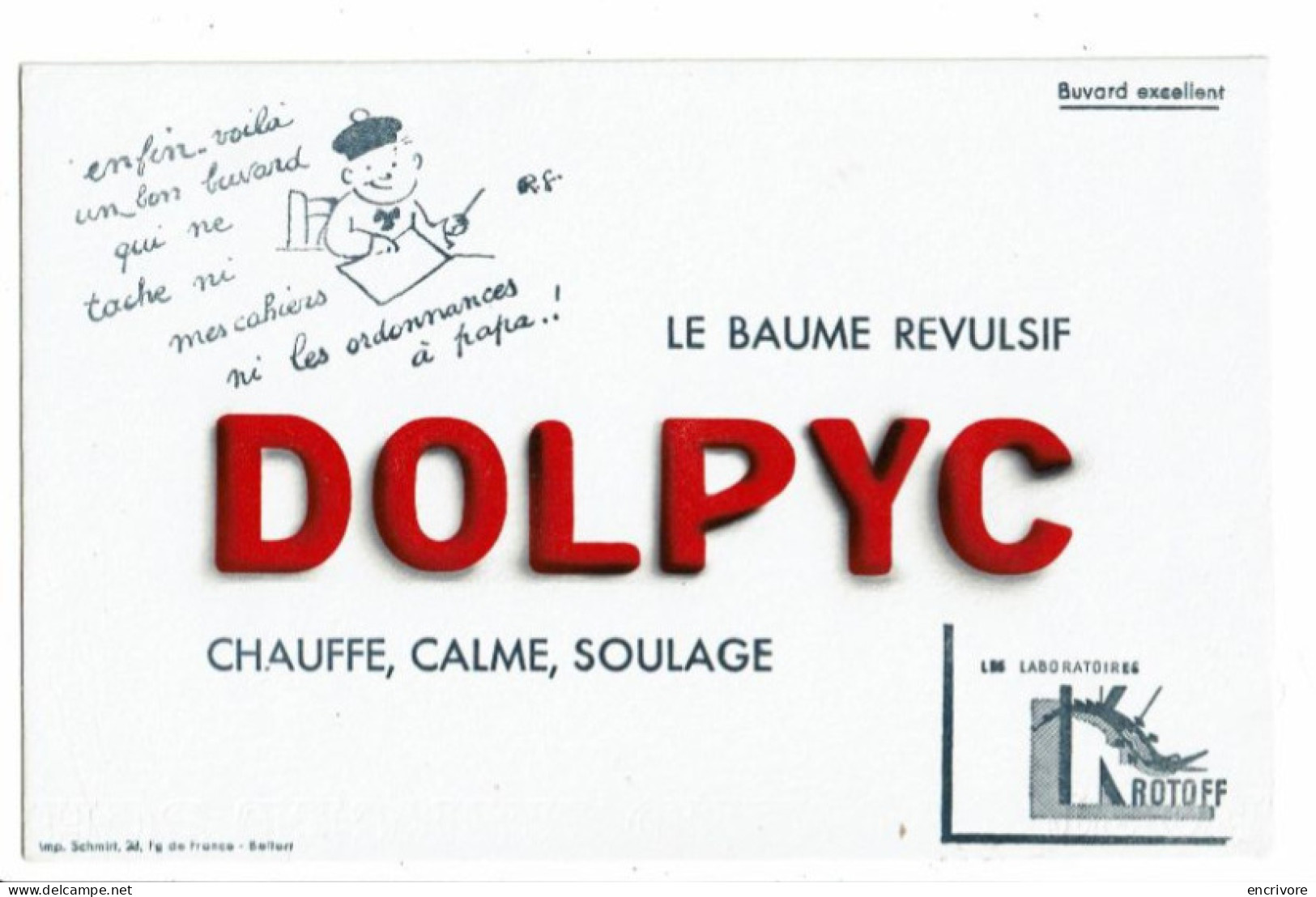 Buvard DOLPYC Laboratoire ROTOFF Illustré René Guerin - Produits Pharmaceutiques