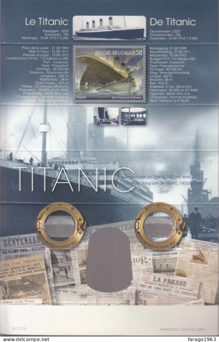 2012 Belgium 3D Titanic Ships With COOL 3D Glasses + Souvenir Sheet MNH - Unused Stamps