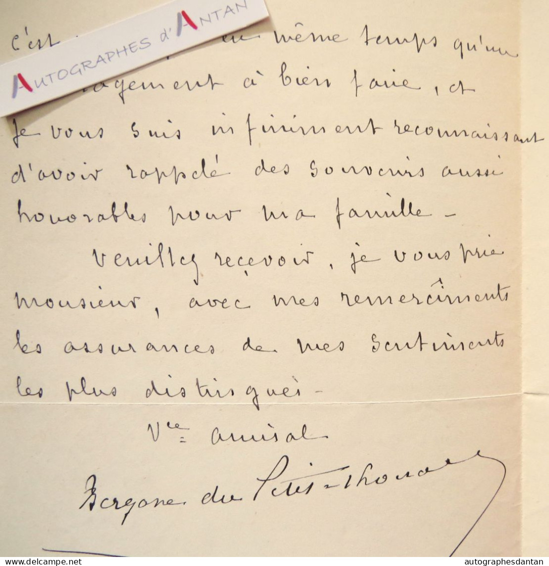 ● L.A.S 1888 Vice Amiral Abel BERGASSE Du PETIT THOUARS à Bord Du Navire COLBERT Rare Lettre Autographe Marine - Historical Figures