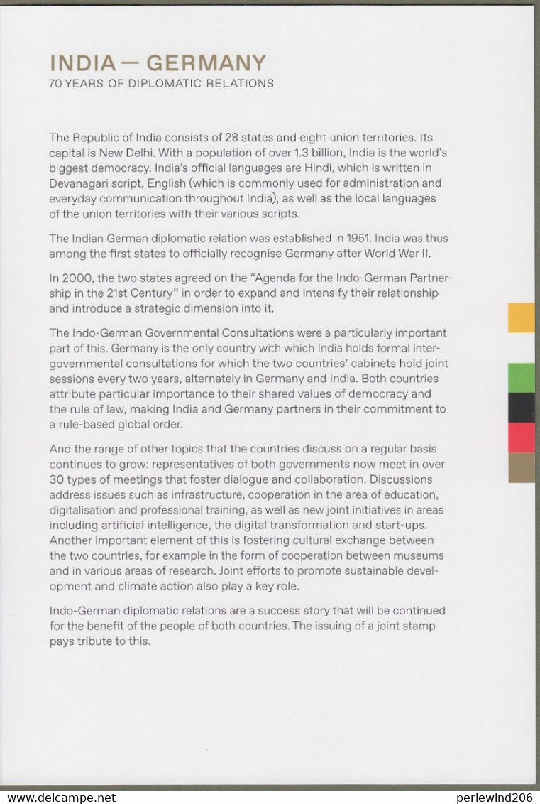 Bund India : Minister Card - Mi-Nr. 3612 ESST: " Beziehungen Indien - Deutschland " Gemeinschaftsausgabe - Joint Issue X - Brieven En Documenten