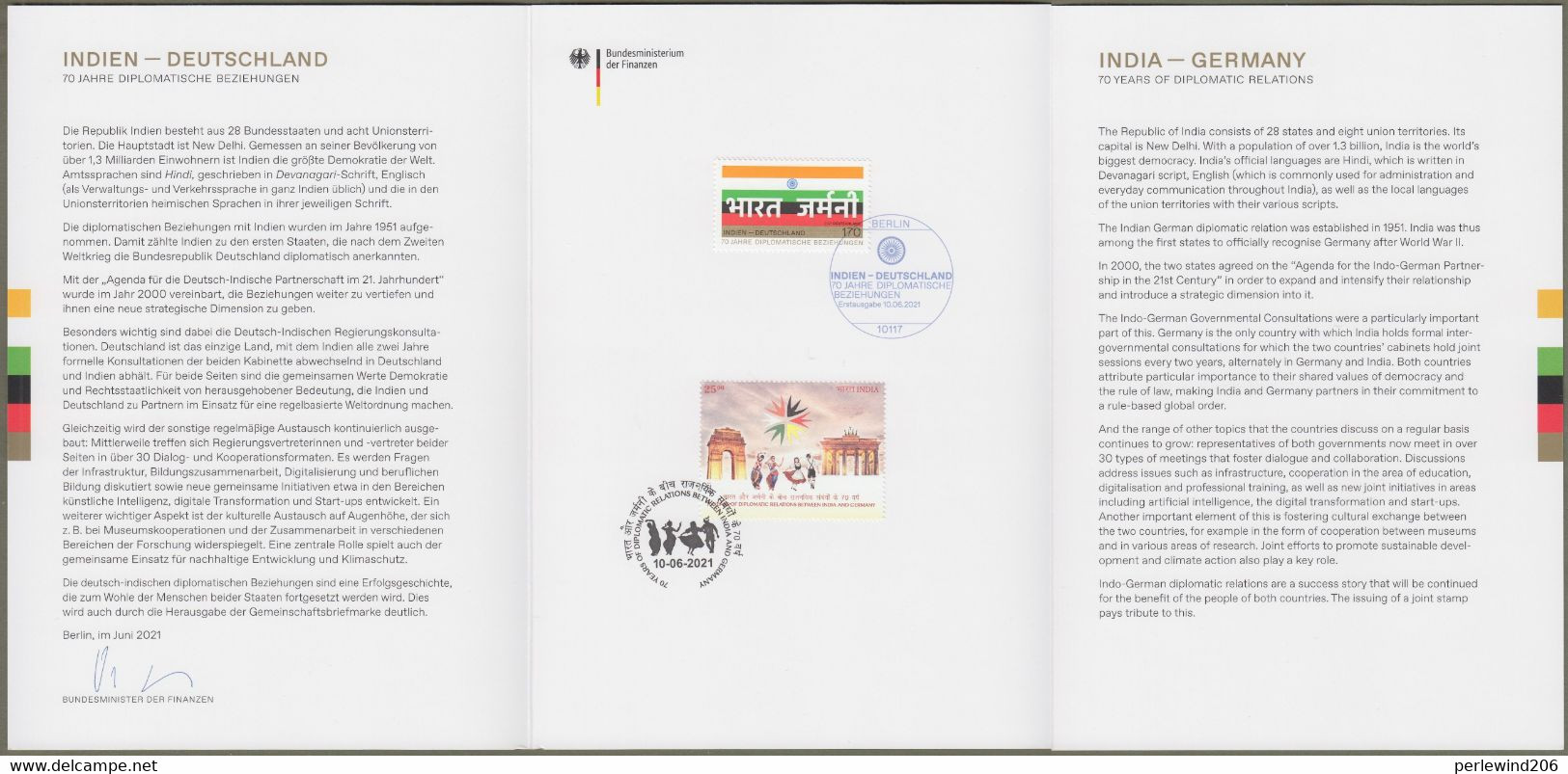 Bund India : minister card - Mi-Nr. 3612 ESST: " Beziehungen Indien - Deutschland " Gemeinschaftsausgabe - joint issue x