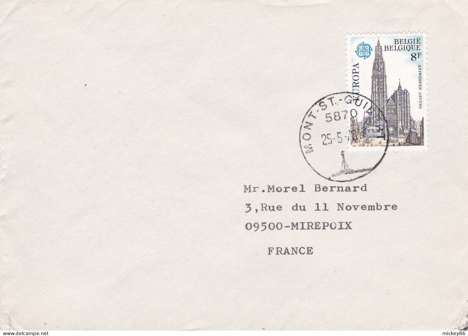 Belgique-1978--lettre  MONT ST GUIBERT  Pour MIREPOIX-09......timbre Seul Sur Lettre  .... ..cachet - Brieven En Documenten