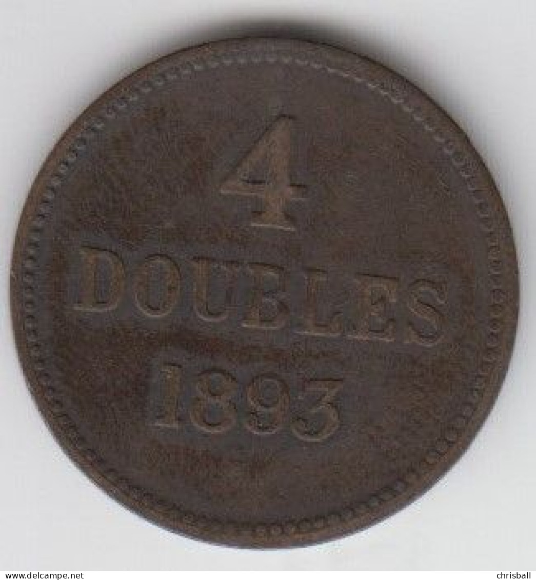 Guernsey Coin 4 Doubles 1893 Condition Fine - Guernsey