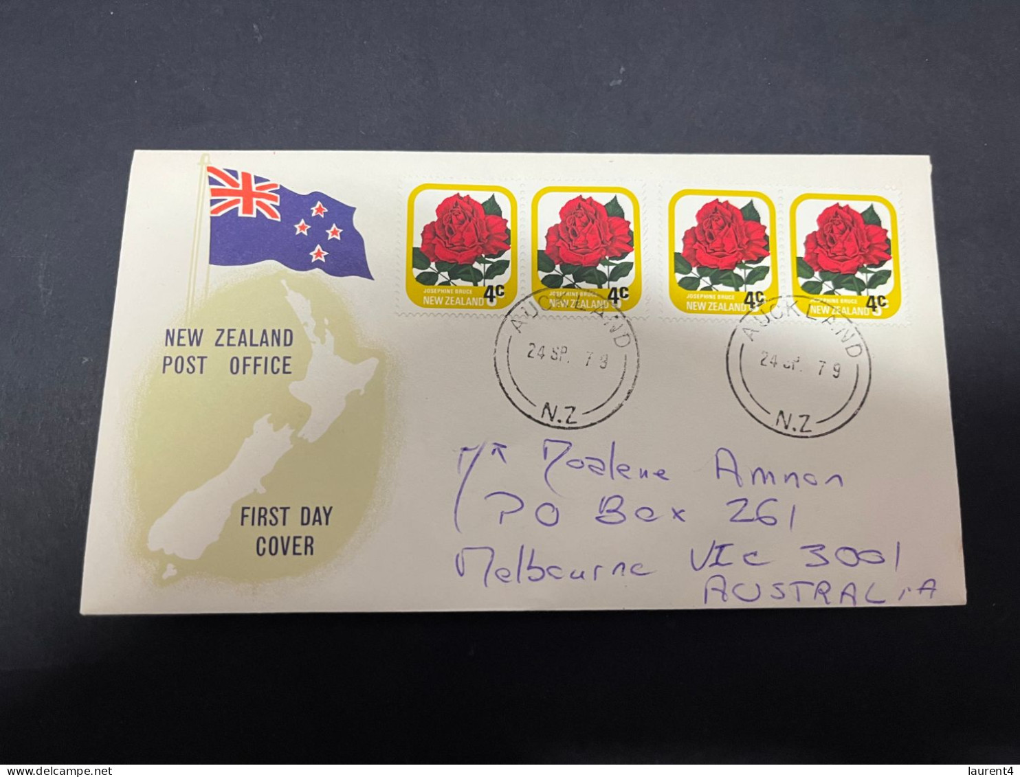 5-4-2024 (1 Z 7) New Zealand (1979 Cover) Roses  (FDC Posted To Australia - Melbourne - VIC) - FDC