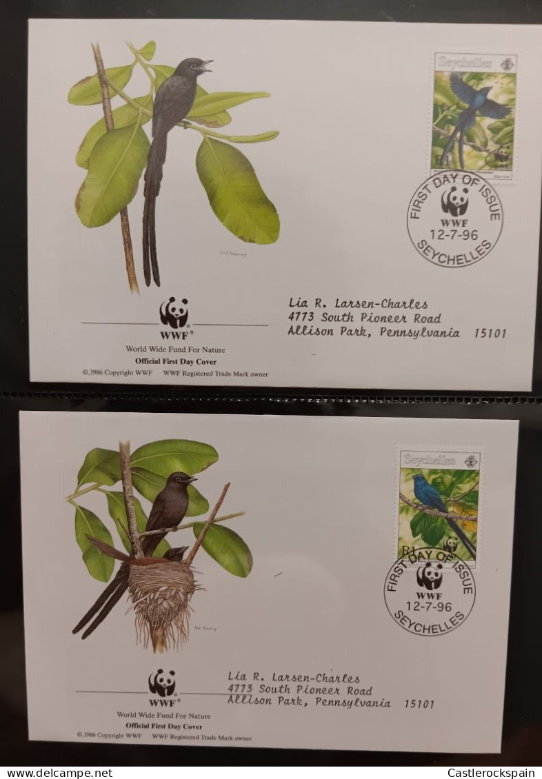 O) 1996 SEYCHELLES, WWF - WORLD WILDLIFE FUND, BIRDS - BLACK PARADISE FLYCATCHER, FDC XF - Seychelles (1976-...)