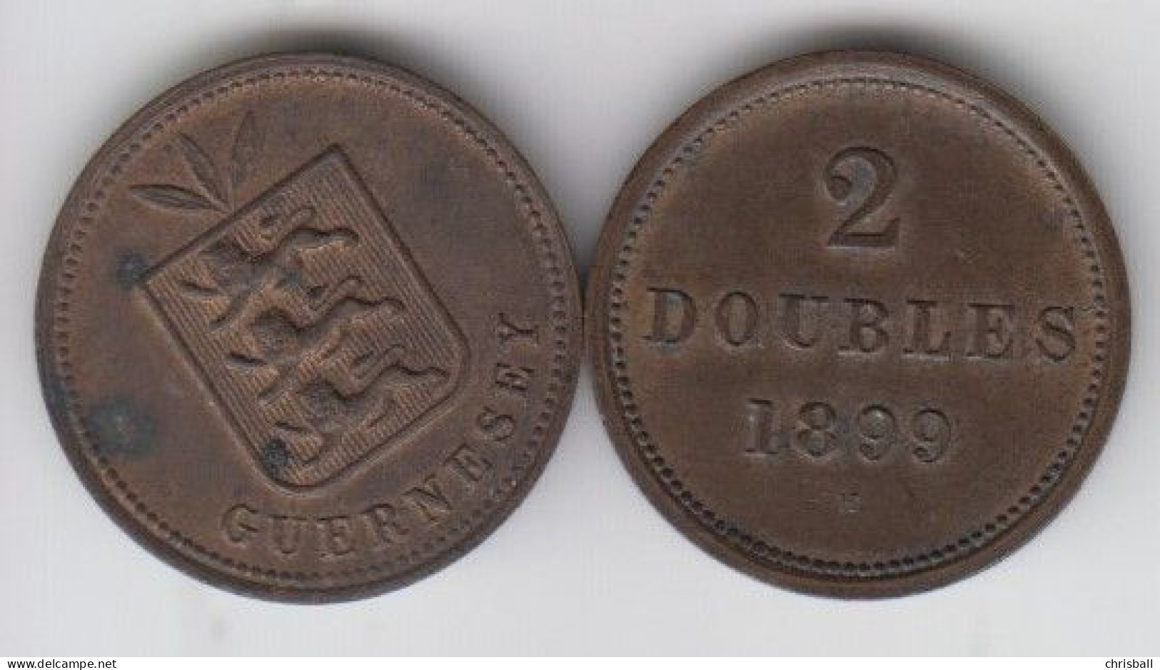 Guernsey Coin 2 Double 1899 - Condition Very Fine - Guernesey