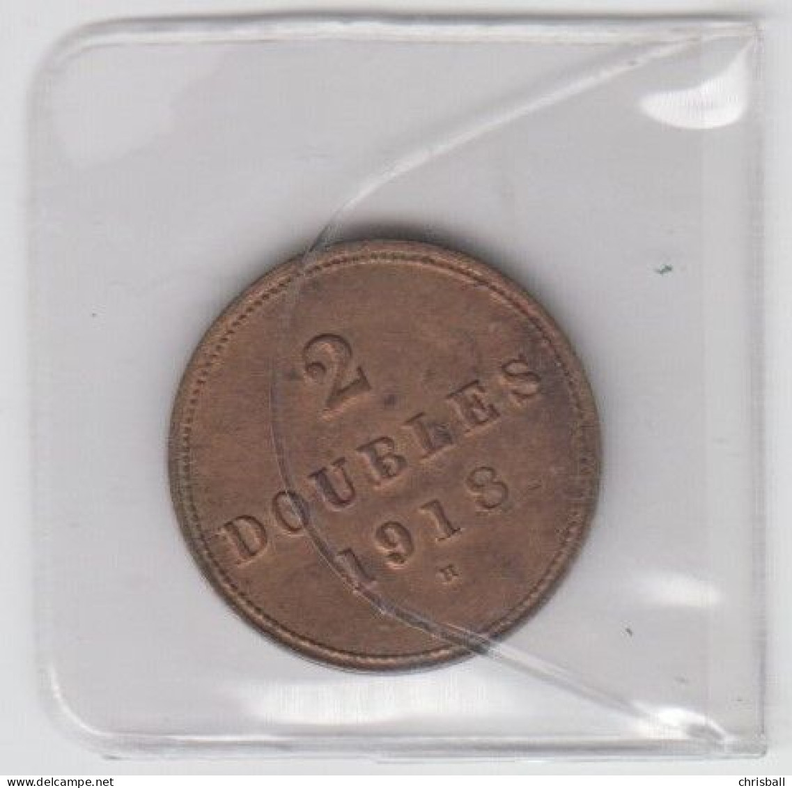 Guernsey Coin 2 Double 1918 - Condition Extra Fine - Guernesey