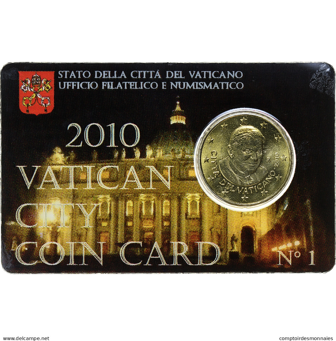 Vatican, 50 Euro Cent, Pape Benoit XVI, Coin Card.FDC, 2010, Rome, Or Nordique - Vaticano (Ciudad Del)