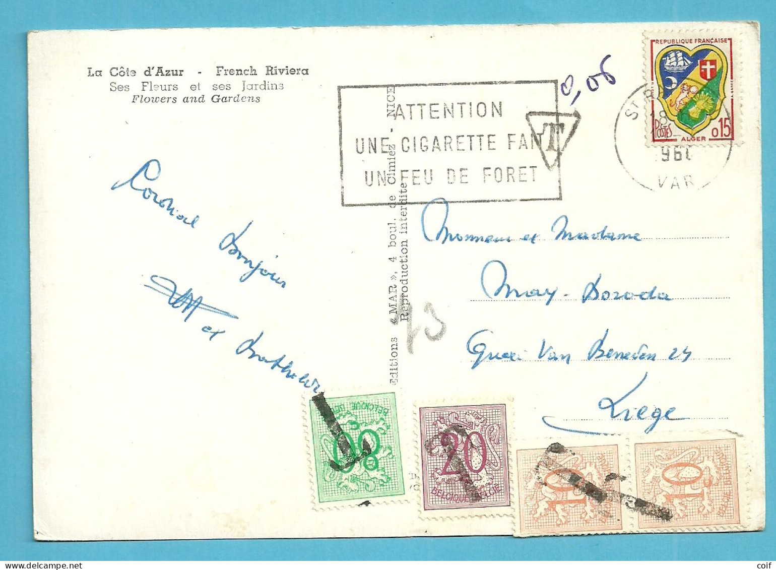 Brief Verzonden Van (France) , Getaxeerd Met Zegel 850+851+857 Ontwaard Met De T-stempel (taxe) - Storia Postale