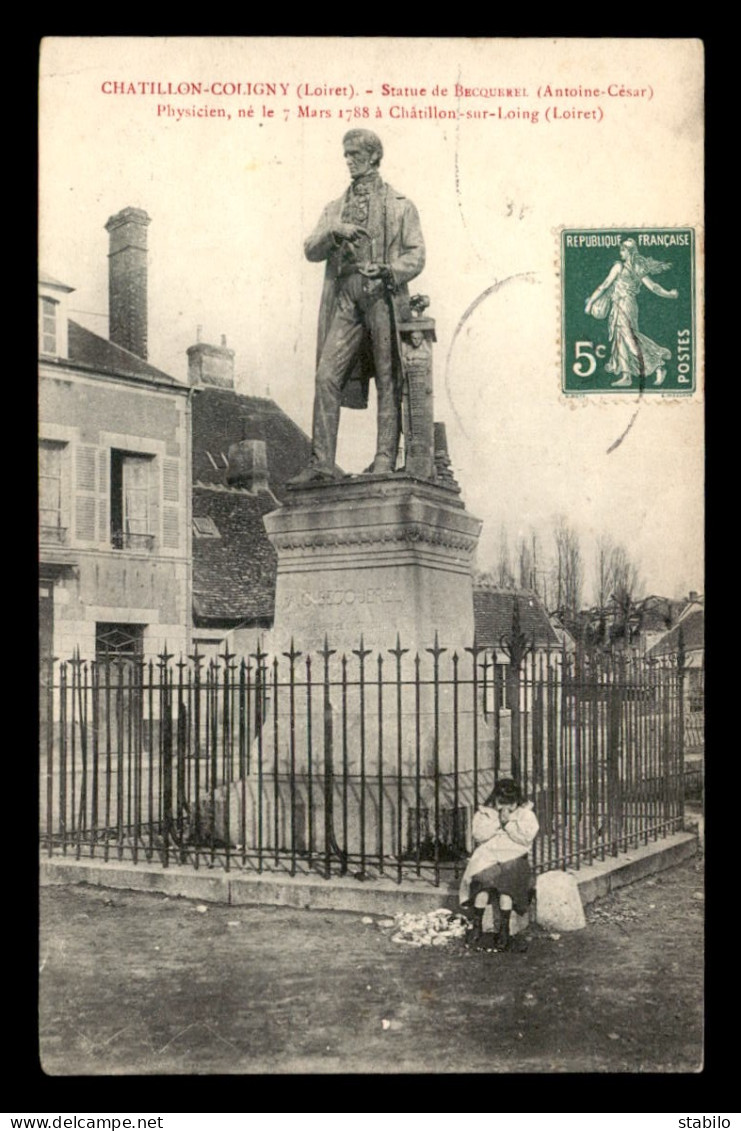 45 - CHATILLON-COLIGNY - STATUE DE BECQUEREL, PHYSICIEN - Chatillon Coligny