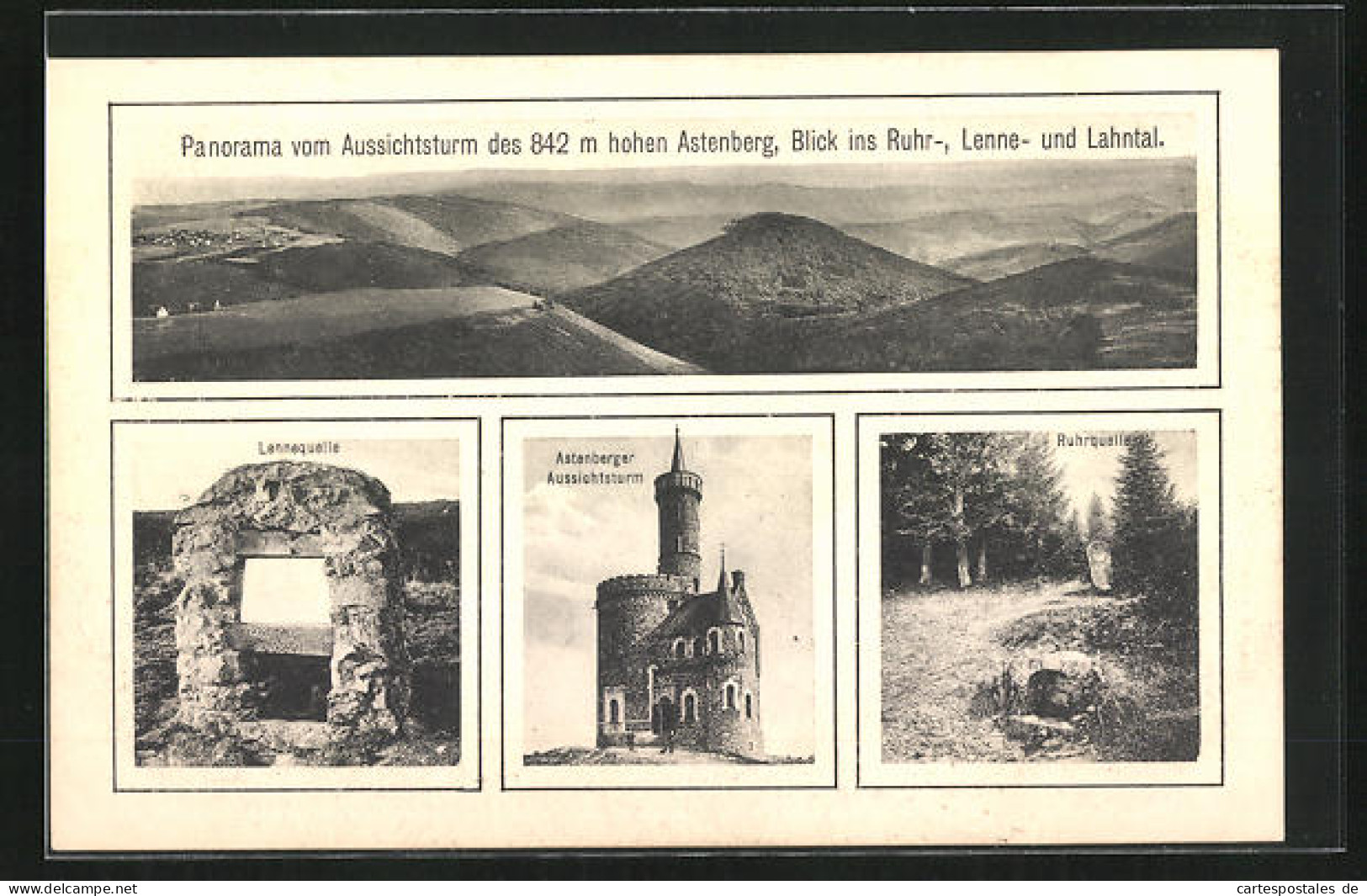 AK Winterberg, Lennequelle, Astenberger Aussichtsturm, Ruhrquelle  - Winterberg