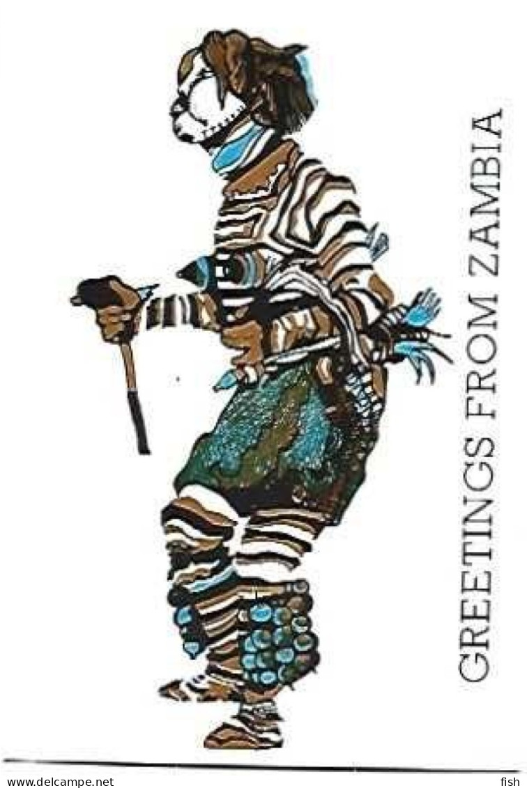 Zambia ** & Postal, Greetings From Zambia, A Lunda, Luvale Makishi Dance, Ed. Pilcher G. Ltd. (68688) - Souvenir De...