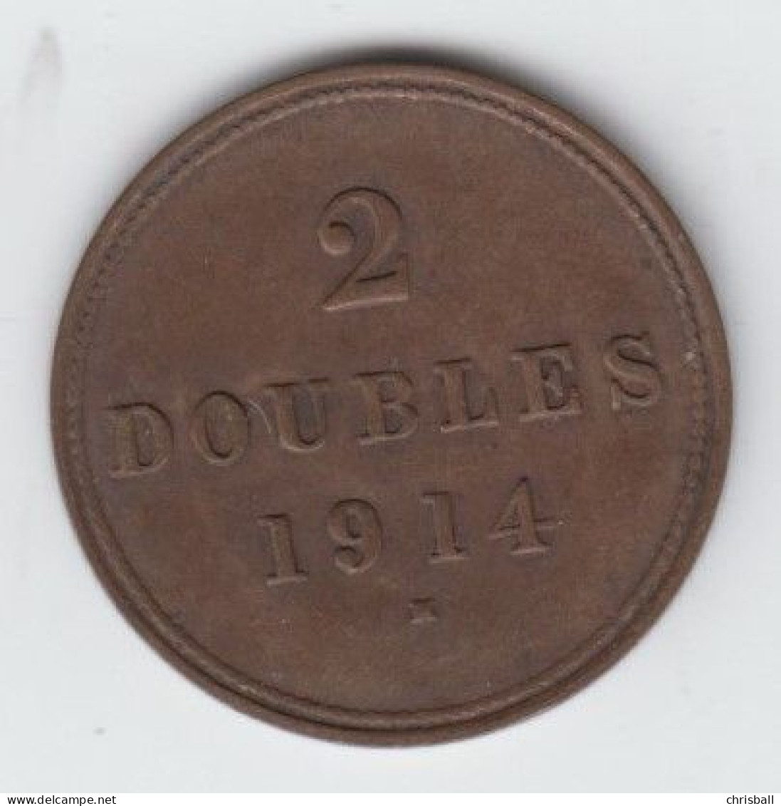 Guernsey Coin 2 Double 1914 - Condition Very Fine - Guernesey