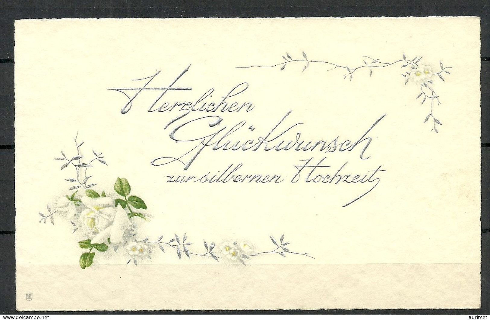 Germany Deutschland 1929 Glückwunschkarte, Silberne Hochzeit, Used In Barmen - Noces