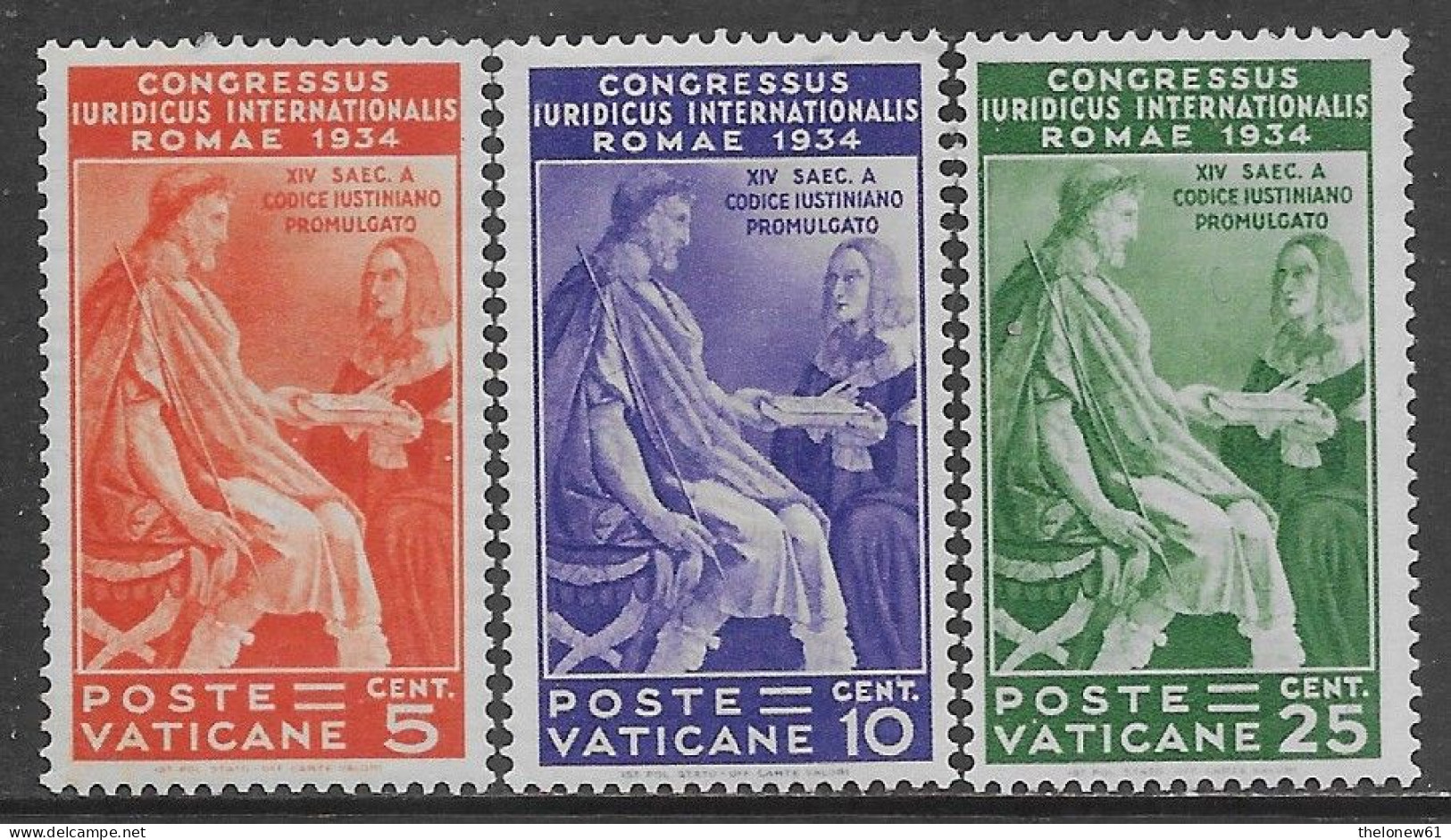 Vaticano Vatican 1935 Congresso Giuridico 3val Sa N.41-43 Nuovi MH * - Neufs