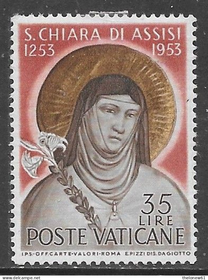 Vaticano Vatican 1953 Santa Chiara Sa N.170 L35 Nuovo MH * - Ungebraucht