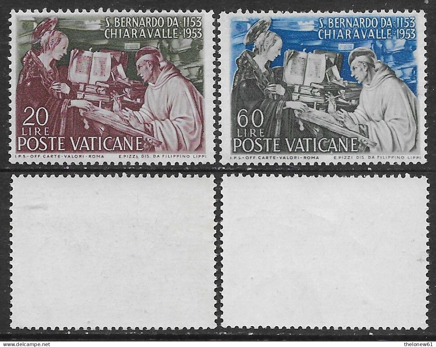 Vaticano Vatican 1953 San Bernardo Da Chiaravalle Sa N.171-172 Completa Nuova Integra MNH ** - Unused Stamps