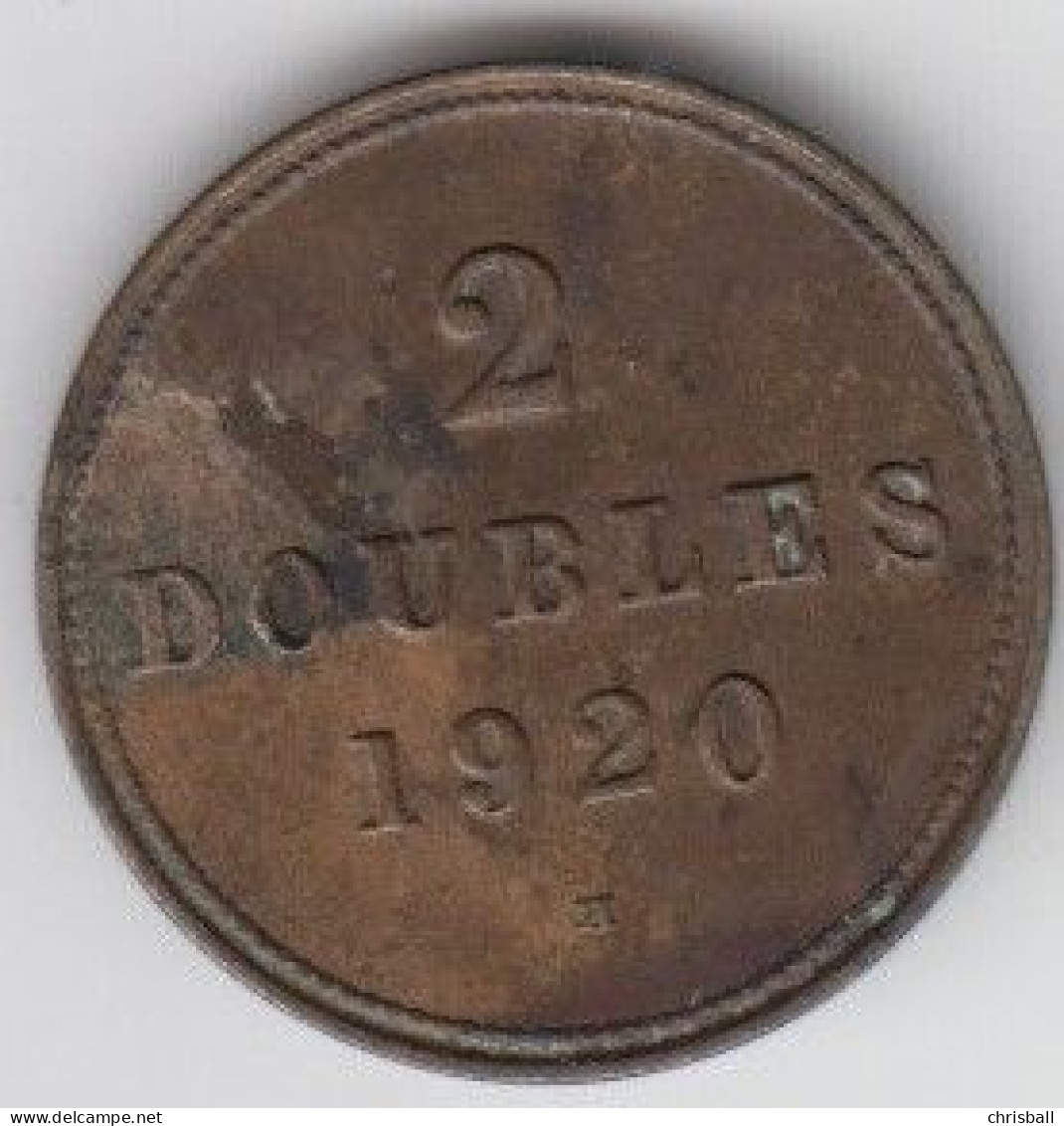 Guernsey Coin 2 Double 1920 - Condition Very Fine - Guernesey