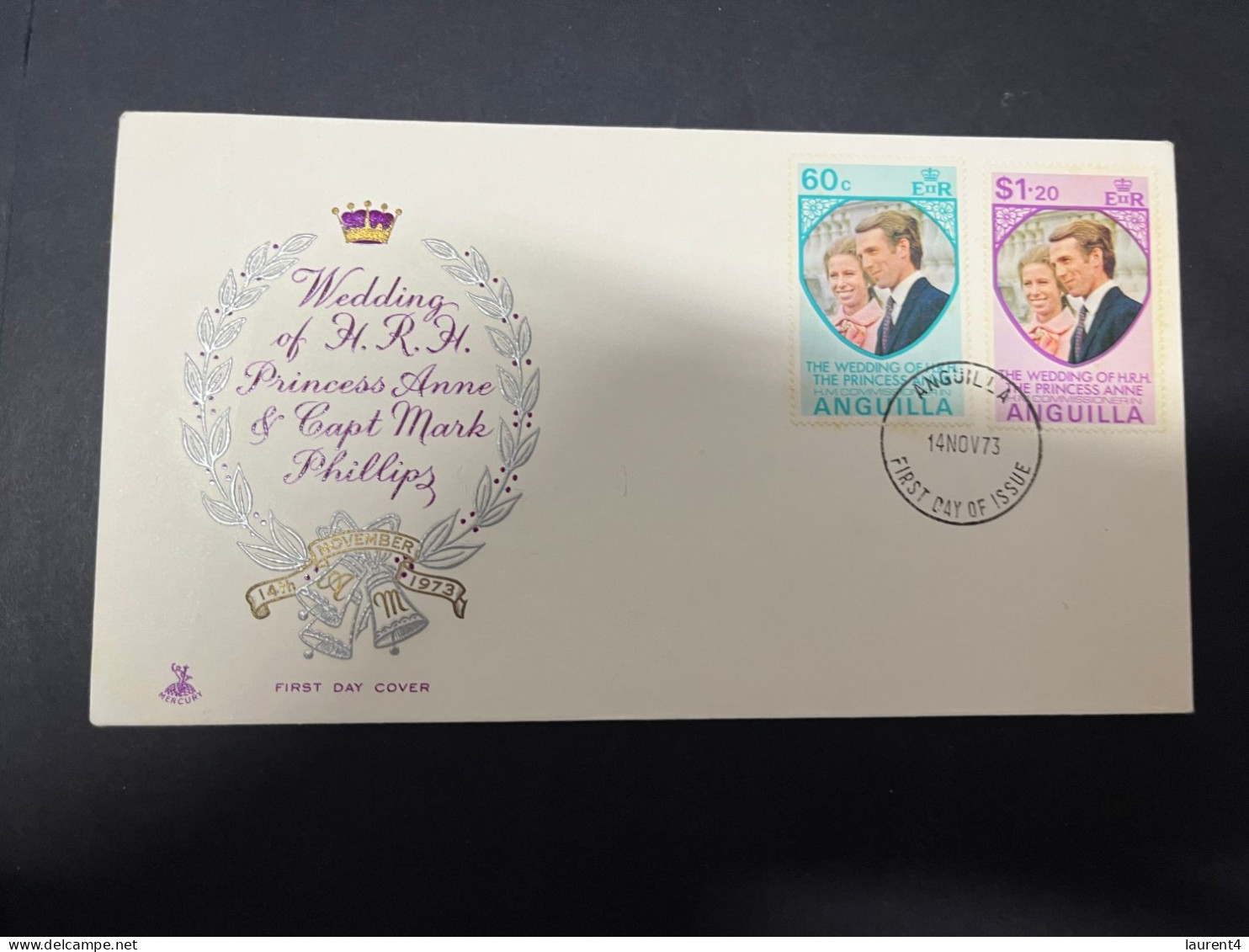 5-4-2024 (1 Z 9) FDC (1 Cover) 1973 (H.R.H Princess Anne Royal Wedding) Anguilla - Familles Royales