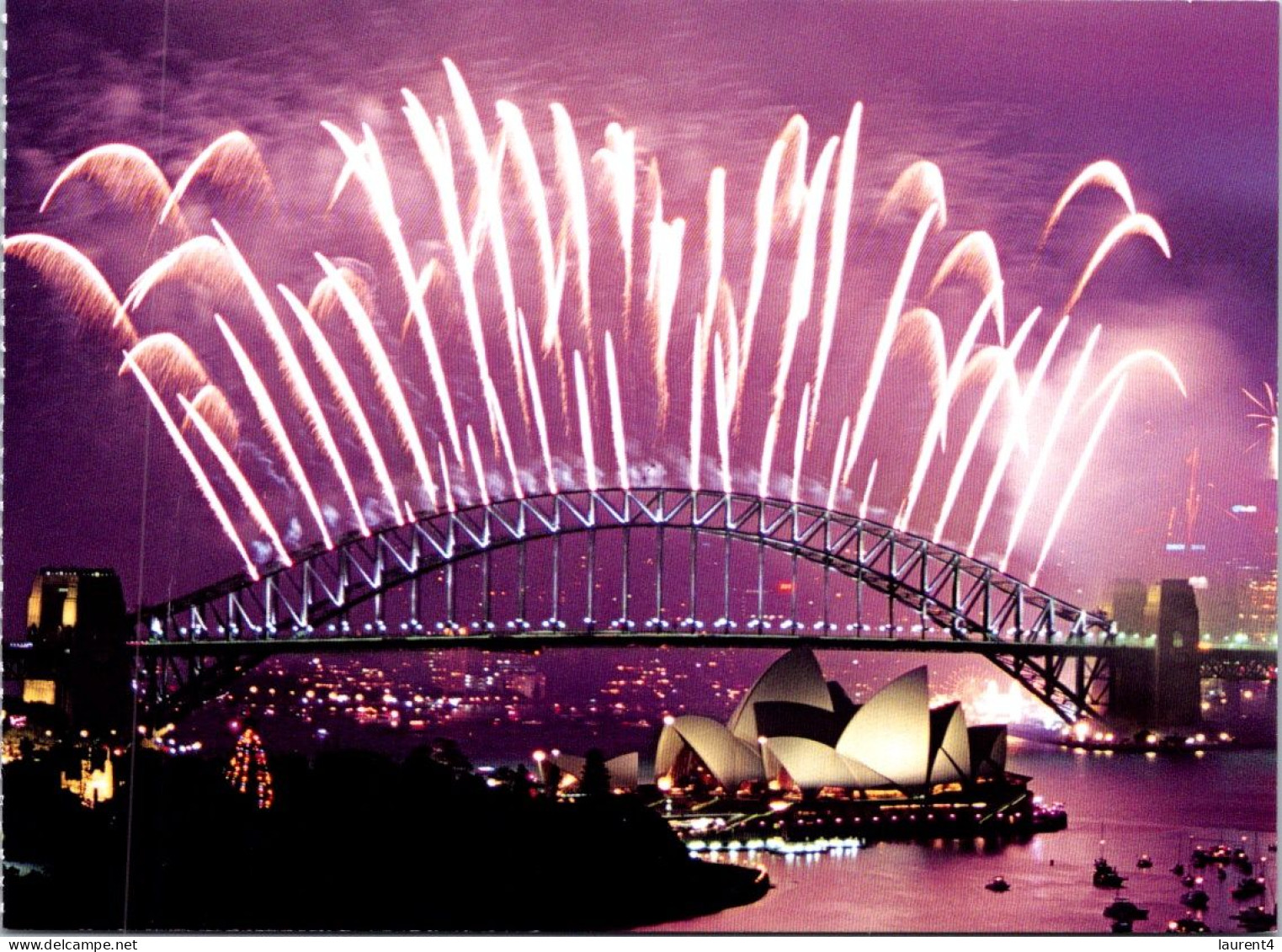 5-4-2024 (1 Z 10) Australia - Postcard Issued From Stamp Booklet - Sydney Harbour Bridge New Year Fire Work +Opera House - Sydney