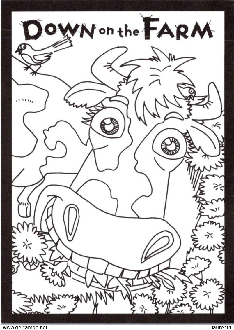 5-4-2024 (1 Z 10) Australia - Special Released B/w Postcard For Kids To Color - Dawn On The Farm - Sydney