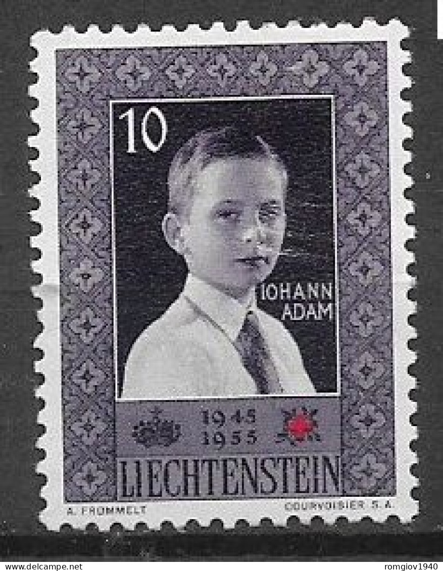 LIECHTENSTEIN  1955  ANNIVERSARIO DELLA CROCE ROSSA  NAZIONALE  UNIF. 300  MLH VF - Ongebruikt