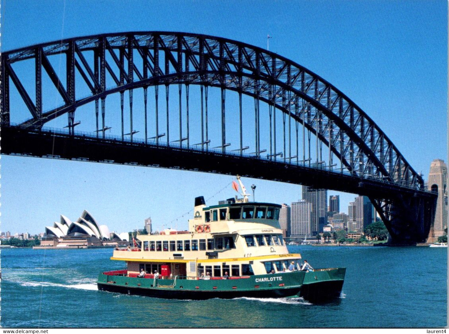 5-4-2024 (1 Z 10) Australia - Postcard Issued From Stamp Booklet - Sydney Harbour Bridge + Opera + Ferry - Ferries