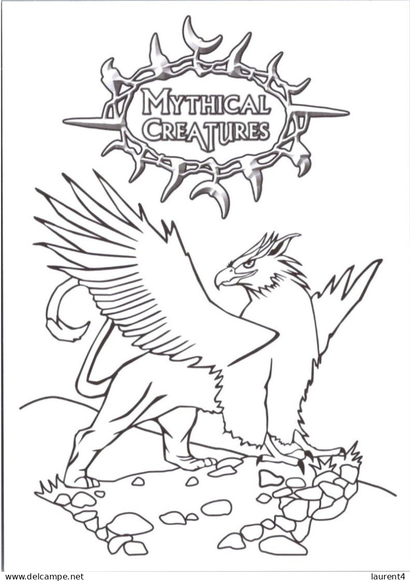 5-4-2024 (1 Z 10) Australia - 2 Special Released B/w Postcard For Kids To Color - Mythical Creature + Farm Cow - Sydney
