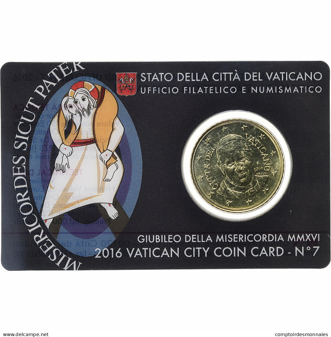 Vatican, 50 Euro Cent, Pape François, Coin Card.FDC, 2016, Rome, Or Nordique - Vaticano (Ciudad Del)