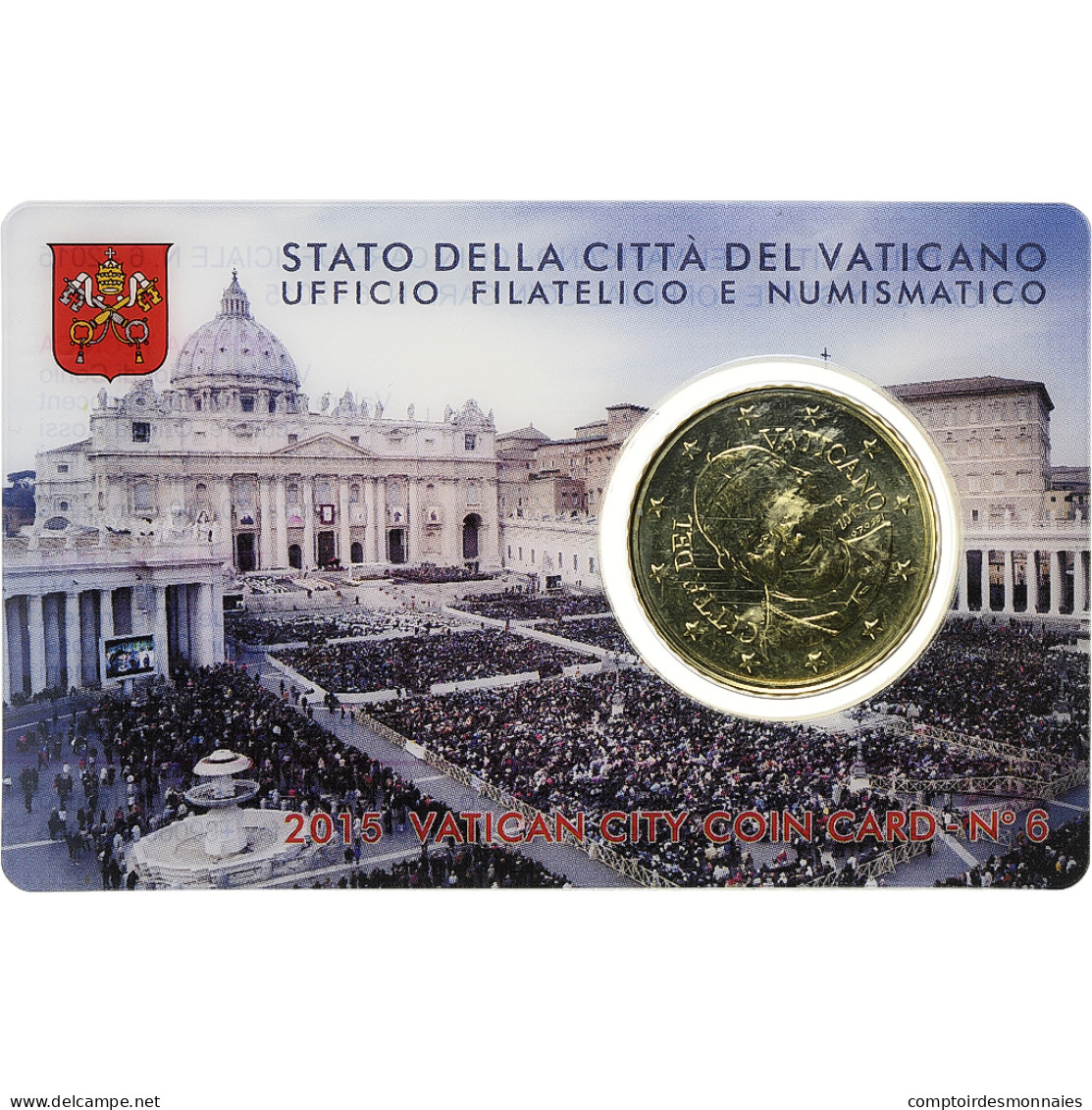 Vatican, 50 Euro Cent, Pape François, Coin Card.FDC, 2015, Rome, Or Nordique - Vatican