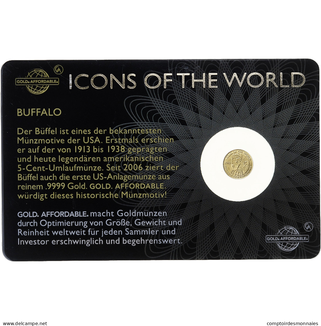Rwanda, 10 Francs Rwandais, 1/200 Oz, Buffalo, 2015, Or, FDC - Rwanda